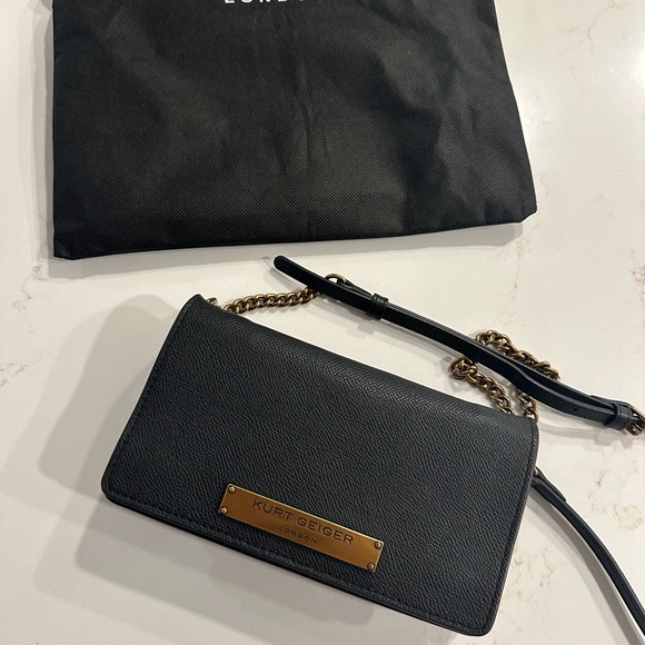 Kurt Geiger Black and Gold Crossbody Bag - Picture 1 of 6